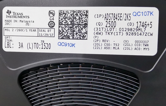 ADS7845E Controlador de pantalla táctil de 12 bits, muestreo de 125 kHz, interfaz SPI, 2.7-5V SSOP-16, -40°C a +85°C