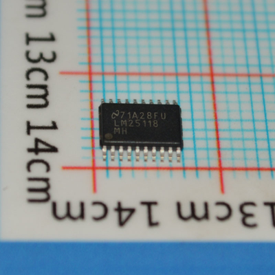 LM25118MHX/NOPB Controlador reductor (Buck) 4.5V-42V Entrada, Interruptores 75V/5A, Frecuencia 500kHz-1MHz, Sincronización, Rectificación, UVLO Ajustable, Apagado térmico, 20-Pin HTSSOP, Rango de temperatura amplio