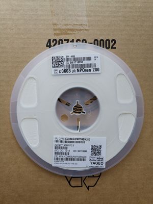 CC0603JRNPO0BN200 Capacitor NPO Ideal de 200pF para Circuitos de Alta Frecuencia, Tamaño 0603, Ultra Estable, Baja ESR, Factor Q Alto, Valor de Precisión Superior, Rendimiento Superior, Cumple con RoHS