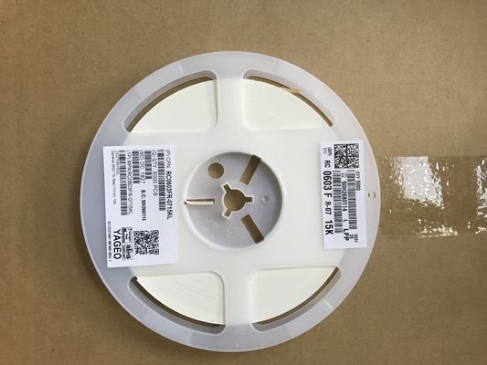 RC0603FR-0715KL 15kΩ Resistencia de película delgada, paquete 0603, tolerancia ±1%, TCR ±100ppm/°C, potencia 0.1W, libre de halógenos, cumple con RoHS. Ideal para instrumentación de precisión y circuitos de control.