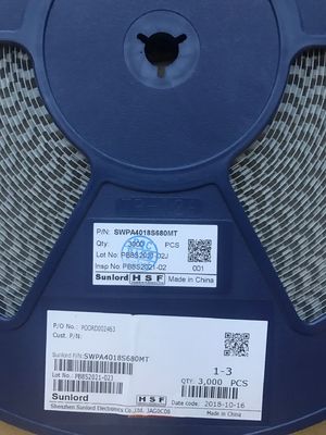 SWPA4018S680MT 68μH Inductor de potencia 4x4.8mm 3.2A Sat Corriente 90mΩ DCR, -40°C~+125°C Núcleo de aleación de metal