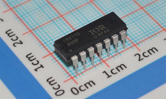 Circuito integrado IR2110PBF, controlador alto-bajo de 600V, corriente pico de 2A, lógica de 10V-20V, tiempo de subida de 500ns, paquete/caja 14-DIP (0.300", 7.62mm), -40°C a +125°C
