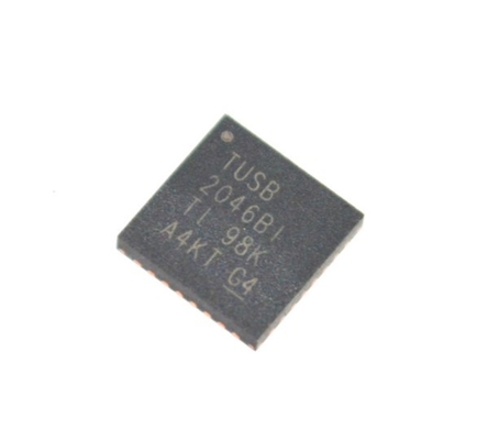 TUSB2046BIRHBR Controlador de hub USB 2.0 de 4 puertos con 12Mbps / 1.5Mbps Soporte de transceptores integrados 3.3V Operación Modo de ahorro de energía EMI bajo y rango de temperatura industrial (-40 ° C a 85 ° C)