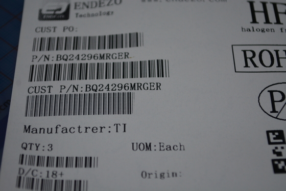 BQ24296MRGER 2A Single-Cell Li-Ion Charger with 3.9V-6.2V Input I2C Control Thermal Regulation 20V OVP and 3mm×3mm QFN Package