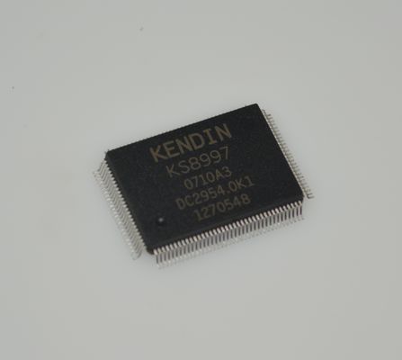 KSZ8997 9-Port 10/100 Switch administrado con detección de energía QoS VLAN Auto-MDI/MDIX 3.3V Operación Temp Industrial (-40°C a +85°C) Paquete PQFP de 128 pines y gestión avanzada del tráfico