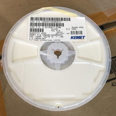C0603C104K8RACTU 100nF 10V X7R 0603 MLCC Con una tolerancia del 10% Alta capacidad Rendimiento estable de -55°C a +125°C y cumplimiento de RoHS