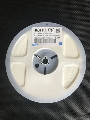 CL10C470JB8NNNC MLCC 47pF Ceramic Capacitor ±5% Tolerance 50V Rating C0G Dielectric 0402 Case Stable -55°C to +125°C Range High Q Value RoHS Compliant Tape & Reel Packaging