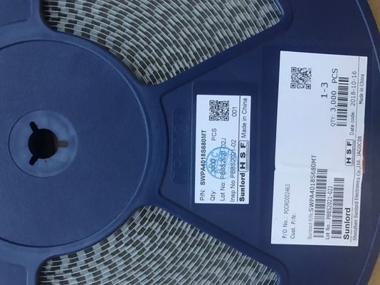 SWPA4018S680MT Inductor de potencia de 68μH con 20% de tolerancia, tamaño 4018, 1.24A de corriente de saturación, 1.15A de corriente de aumento de temperatura, construcción blindada, rango de -40°C a 125°C, cumple con RoHS, embalaje en cinta y carrete