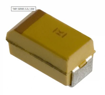 T491A106K016AT 10μF Condensador de tantalio 16V, ±10% Tol. Baja ESR, Calificado AEC-Q200, Rango -55°C a +125°C, Clasificación de alta temperatura 125°C, Cinta y carrete, Libre de halógenos