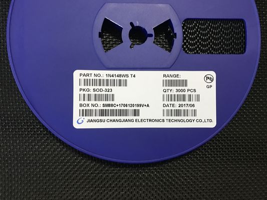 Diodo de conmutación de alta velocidad 1N4148WS con clasificación de 100V, corriente de 150mA, capacitancia ultra baja de 2pF, recuperación de 4ns, paquete miniatura SOD-323, calificado AEC-Q101 para aplicaciones automotrices y de uso general