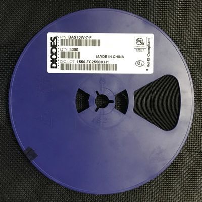 BAS70W-7-F Diodo Schottky de doble serie 70V 200mA con baja Vf de 1V, conmutación rápida de 4ns, paquete SOD-123, alta eficiencia, cualificado AEC-Q101, embalaje en cinta y carrete