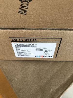 08056D106KAT2A 10μF MLCC 25V Rating X7R Dielectric 0805 Case 10% Tolerance High CV RoHS Compliant Stable for Bypass/Decoupling