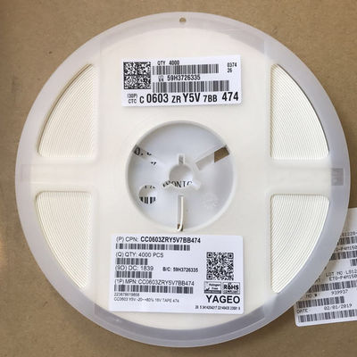 CC0603ZRY5V7BB104 0.1μF 16V X5R 0603 MLCC ±10% Tolerance High CV Stable Performance Nickel Barrier Flexible Termination RoHS Compliant Tape & Reel Packaging