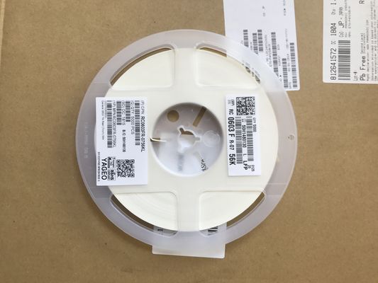RC0603FR-0756KL 56kΩ Resistor de película delgada 0603 Package ±1% Tolerancia ±100ppm/°C TCR 0.1W Rating Halogen-Free RoHS Compatible Ideal para circuitos de división de voltaje y acondicionamiento de señal