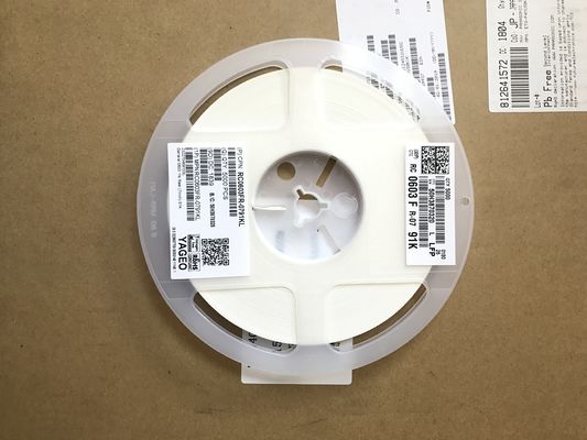 RC0603FR-0791KL 91kΩ Resistor de precisión 0603 Caso 1% Tolerancia 100ppm/°C TCR 0.1W Tecnología de película delgada sin halógenos Compatible con RoHS para equipos médicos y de prueba