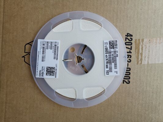 X7R 10nF MLCC de alta precisión en paquete 0805 con 50V de baja potencia ESR/ESL, bajo rendimiento a temperatura estable, sin plomo, conforme a la Directiva RoHS para una desacoplación fiable de la energía y un filtrado de señales