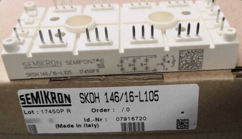 SKDH116/16-L105 1600V 116A IGBT Modulo de puente de 3 fases Chopper de impulso NTC integrado de alta corriente de sobretensiones 950A SEMIPONT6 paquete Presión en pin UL certificado para UPS y unidades