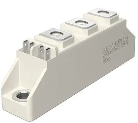 SKKT107B16E 1600V 107A Módulo Tiristor Dual Baja VF 1.35V 2.4kA Sobretensión Base Cerámica AlN Contactos a Presión SEMIPACK1 Aislado Certificado UL para Arrancadores Suaves y Variadores