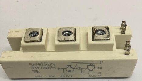 SKM75GB128DN 1200V, 75A Módulo IGBT Dual Bajo VCE(sat) 1.9V Conmutación Rápida Diodo Integrado Capacidad SC 10µs Paquete SEMITOP2 Pines Press-Fit Certificado UL para Variadores e Inversores