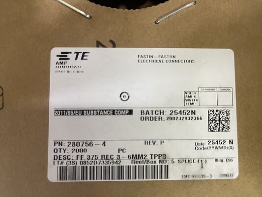 280756-4 4 Posición 2.5mm Pitch Wire-to-Board Receptacle Crimp Housing Friction Lock Panel Mount UL 94V-0 Polarizado 4.5A Calificación para distribución de energía y controles industriales