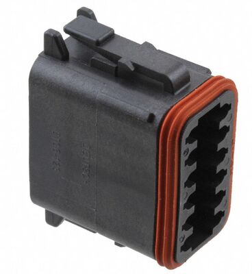 DT06-12SB 12 Posición 4.19mm Pitch Conector automotriz Receptacle Negro Casilla de encrucijado Wedgelock Cerrojo integrado IP68 sellado 13A Calificación para el cableado de ambiente hostil