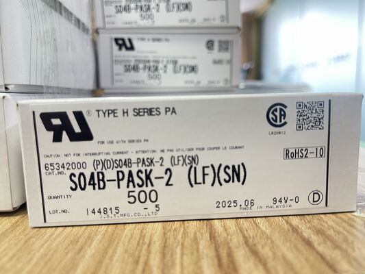S04B-PASK-2 Cabezal de 4 pines y 2.0 mm de paso, entrada superior, bloqueo por fricción, nailon UL94V-0, 3A, 250V, -25 °C a +85 °C, montaje THT, serie JST PA para electrodomésticos