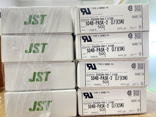 S04B-PASK-2 Cabezal de 4 pines y 2.0 mm de paso, entrada superior, bloqueo por fricción, nailon UL94V-0, 3A, 250V, -25 °C a +85 °C, montaje THT, serie JST PA para electrodomésticos