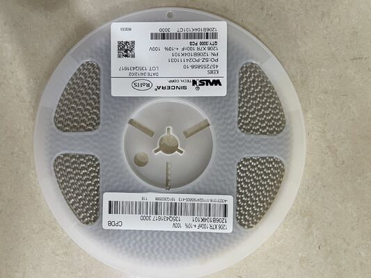 1206B104K101CT MLCC 1206 caso X7R dieléctrico 0.1μF ± 10% 100V nominal bajo ESR amplio rango de -55 °C a +125 °C perfecto para desacoplamiento y filtración de potencia